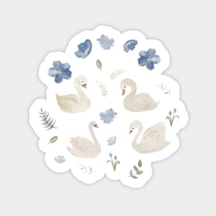 Swan Lake Floral Watercolor Sticker